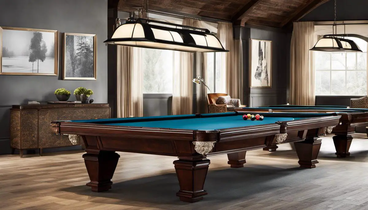 An image of different sizes of billiard tables side by side, showcasing their variations in length and width
